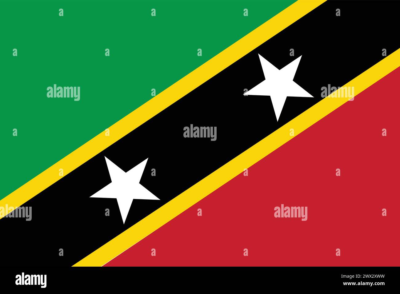 Nationalflagge von Saint Kitts und Nevi, Saint Kitts und Nevi-Schild, Saint Kitts und Nevi-Flagge Stock Vektor