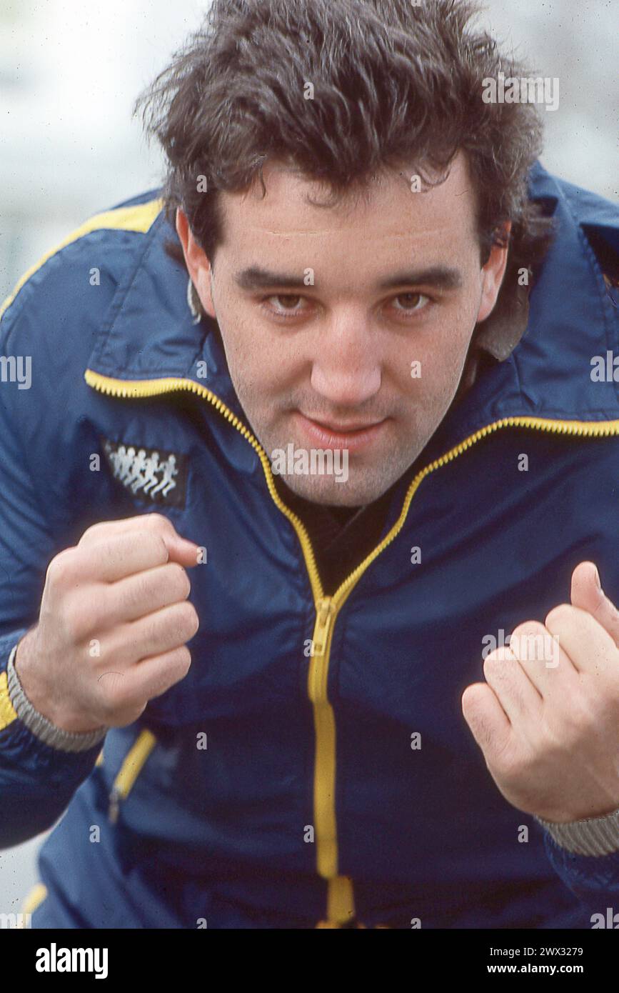 Porträt des Schwergewichtsboxers Gerry Cooney 1981 in Long Island. Stockfoto