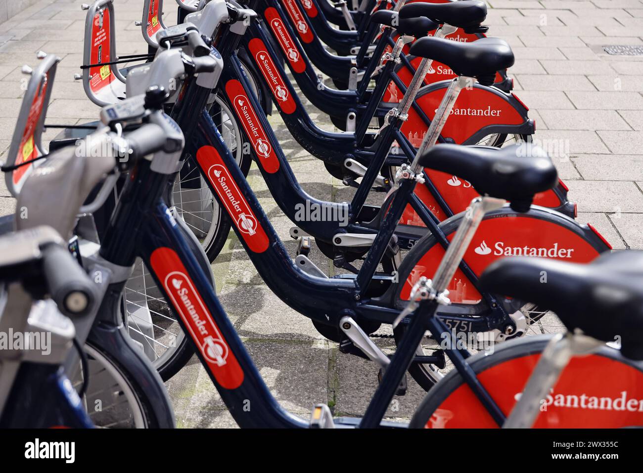 England, London, Fahrradverleih bei Charing Cross. Stockfoto
