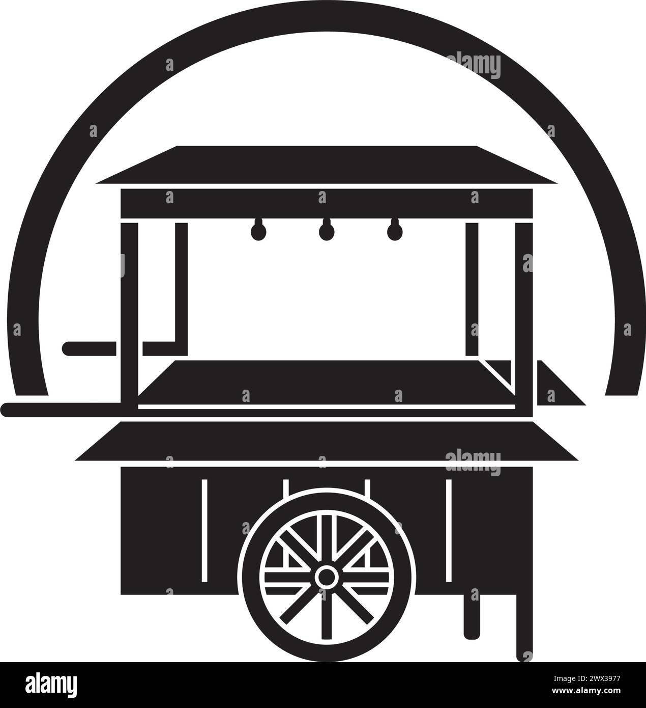 Vektor-Illustration für Angkringan Food Stall Logo. Angkringan ist ein traditioneller Imbissstand in Indonesien. Geeignet für angringanische Essensstände und Cafés. Stock Vektor