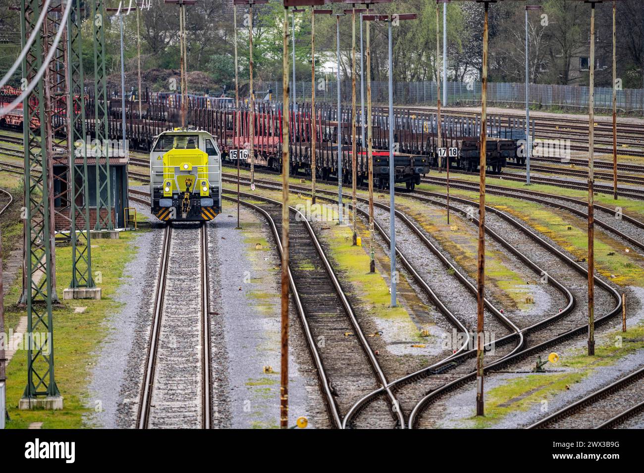 Rangierlokomotive, Diesellokomotive, Captrain G6, private Eisenbahngesellschaft, am Rangierbahnhof Mülheim-Styrum, an der Bahnstrecke zwischen Mü Stockfoto