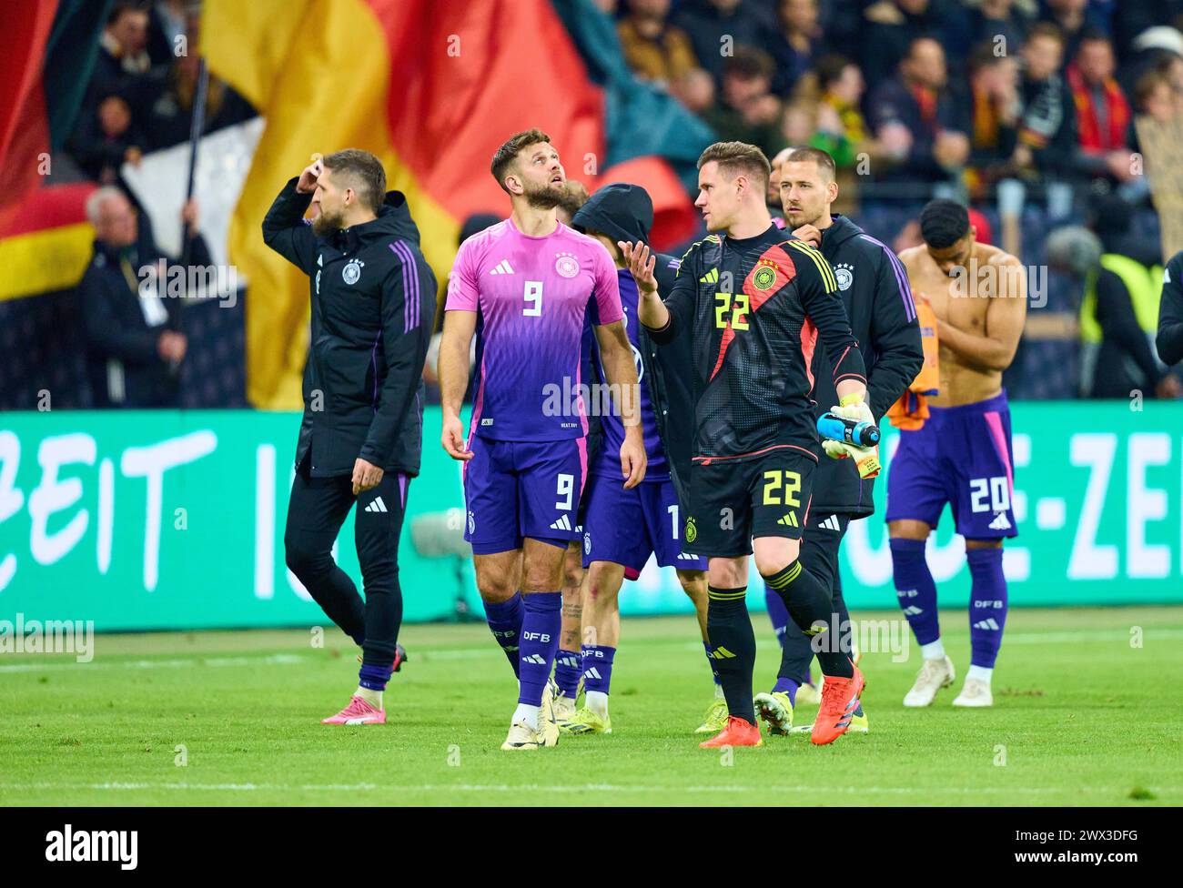 Niclas Füllkrug, DFB 9 Robert Andrich, DFB 23 Marc-Andre ter STEGEN, DFB 22 Waldemar Anton, DFB 16 nach dem Freundschaftsspiel DEUTSCHLAND - NIEDERLANDE 2-1 DEUTSCHLAND - NIEDERLANDE 2-1 in Vorbereitung auf die Europameisterschaft 2024 am 26. März 2024 in Frankfurt, Deutschland. © Peter Schatz / Alamy Live News Stockfoto