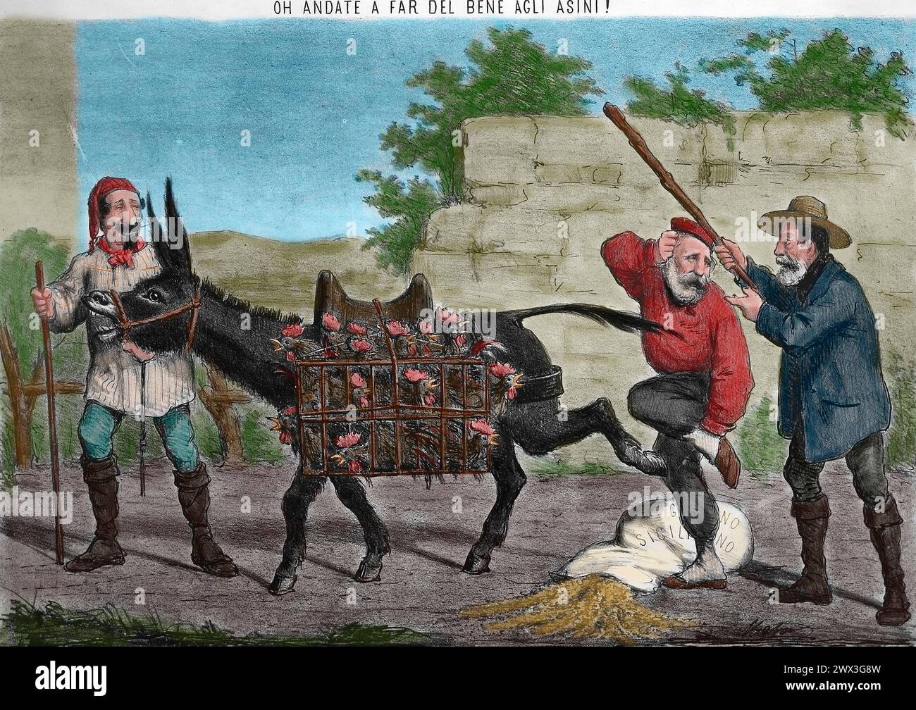 Italien. Risorgimento. Satical Cartoon. 19. Jahrhundert. Stockfoto