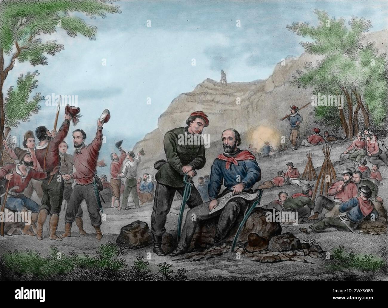 Risorgimento. Garibaldi und Missori planten den Angriff nach Reggio Calabria während der Expedition der Tausenden von 1860. Stockfoto