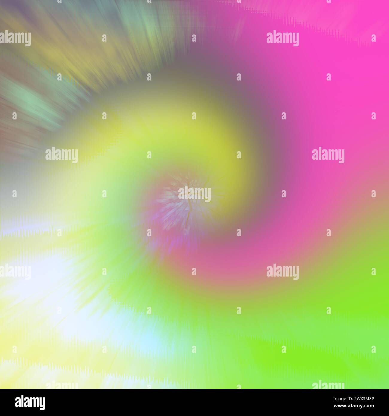Ein abstraktes irisierendes, spiralförmiges Hintergrundbild mit Grunge-Textur. Stockfoto