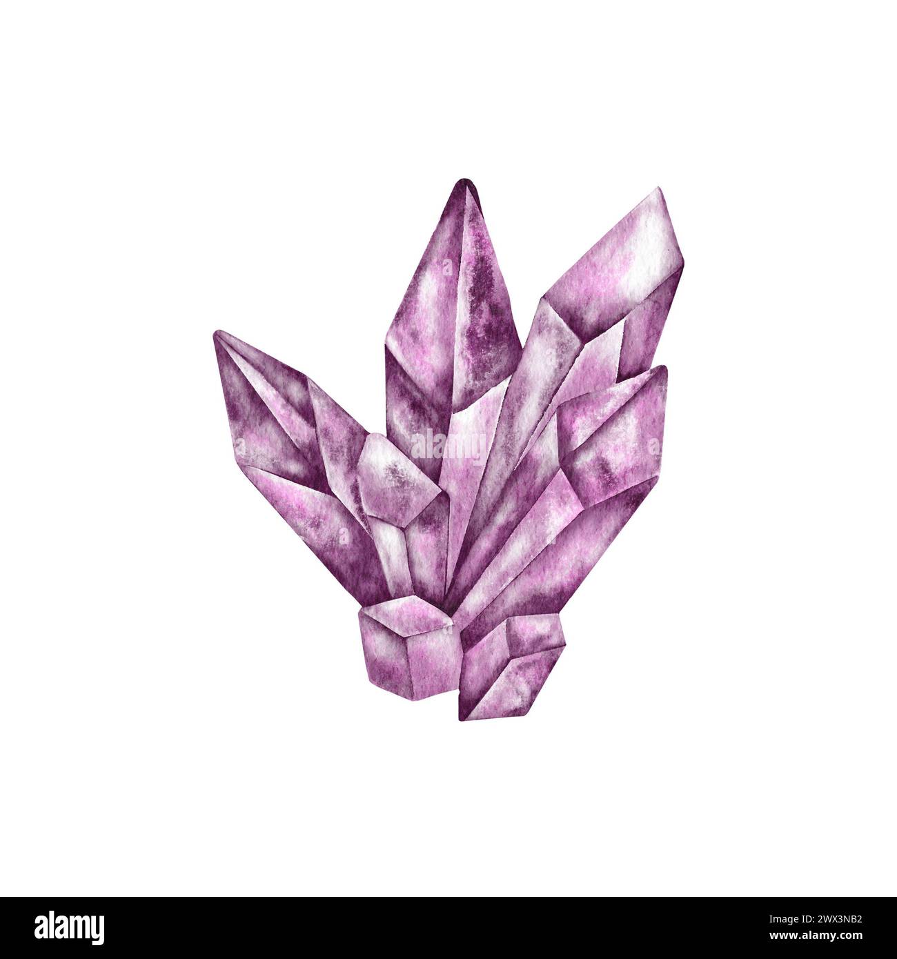 Aquarelle isolieren farbenfrohen Crytal Edelstein Stockfoto