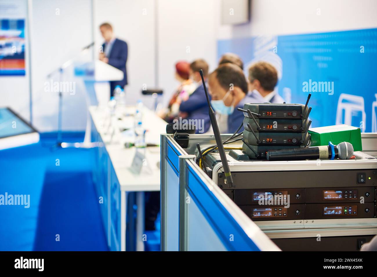 Elektronische Kommunikationsschaltgeräte für Geschäftskonferenzen Stockfoto