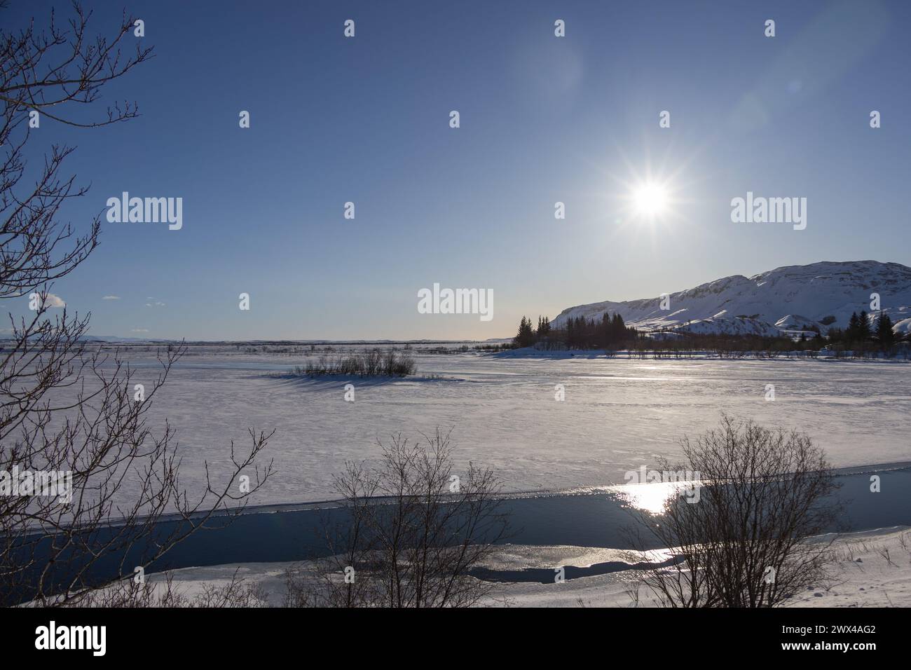 isländische Landschaft im Winter Stockfoto