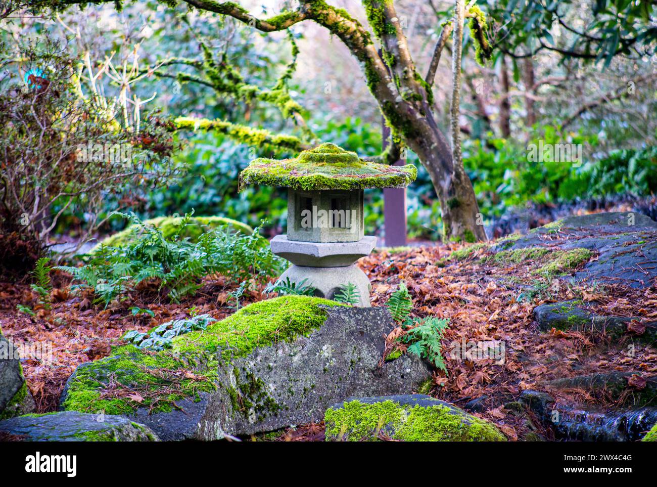 Japanischer Laternengarten Stockfoto