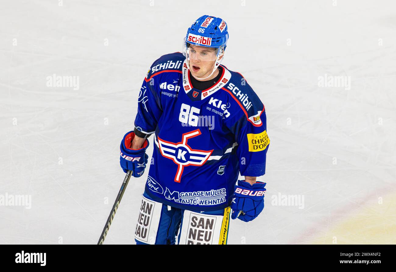 #86 Tyler Morley, Stürmer EHC Kloten. (Kloten, Schweiz, 29.02.2024) Stockfoto