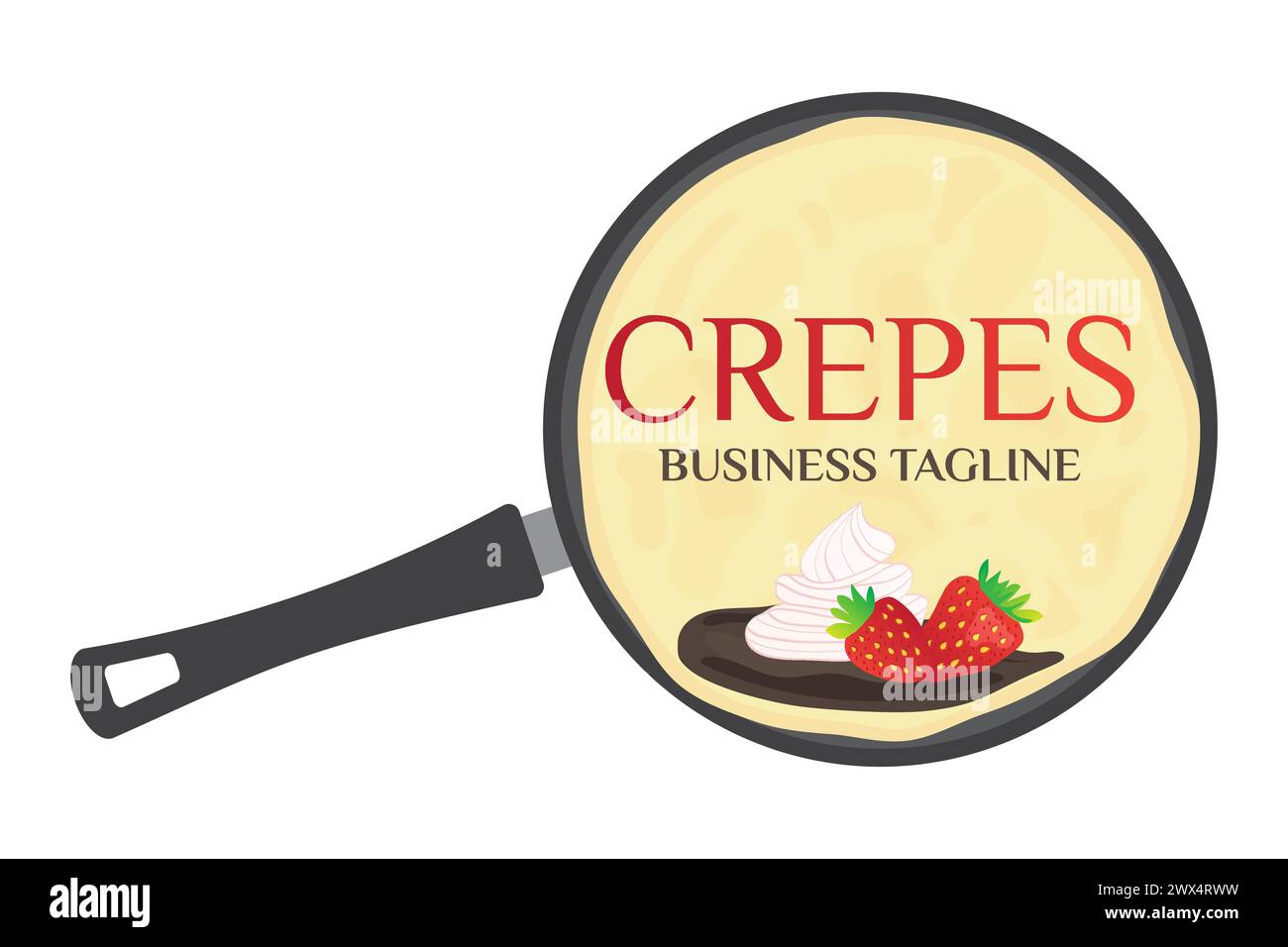 Crepes oder Pancakes in Crepe Pan Logo Stock Vektor