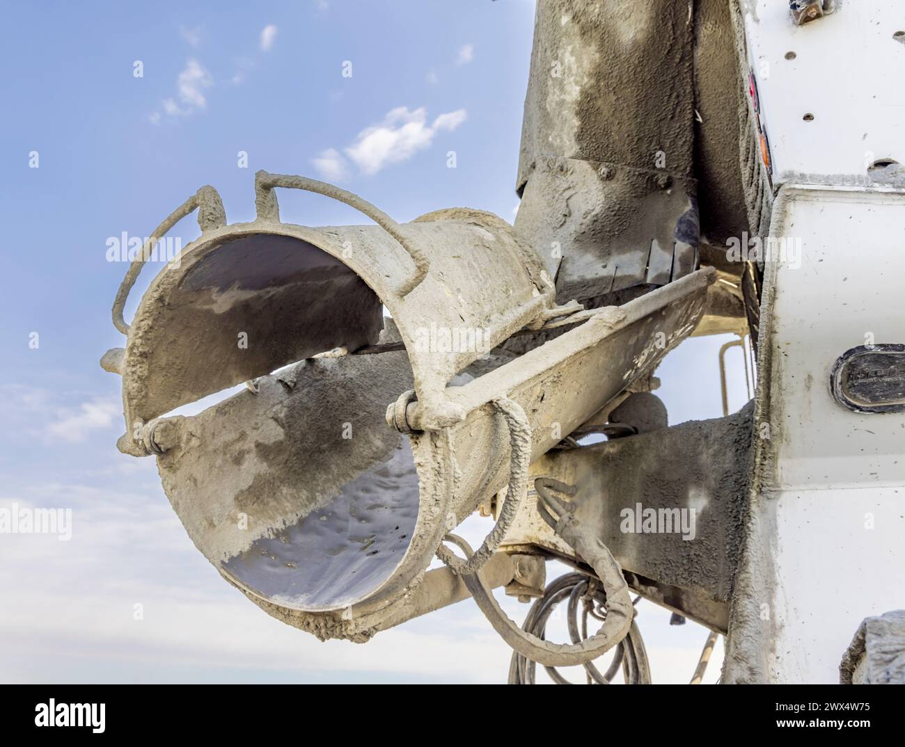 Detailbild eines Betonmischwagens Stockfoto
