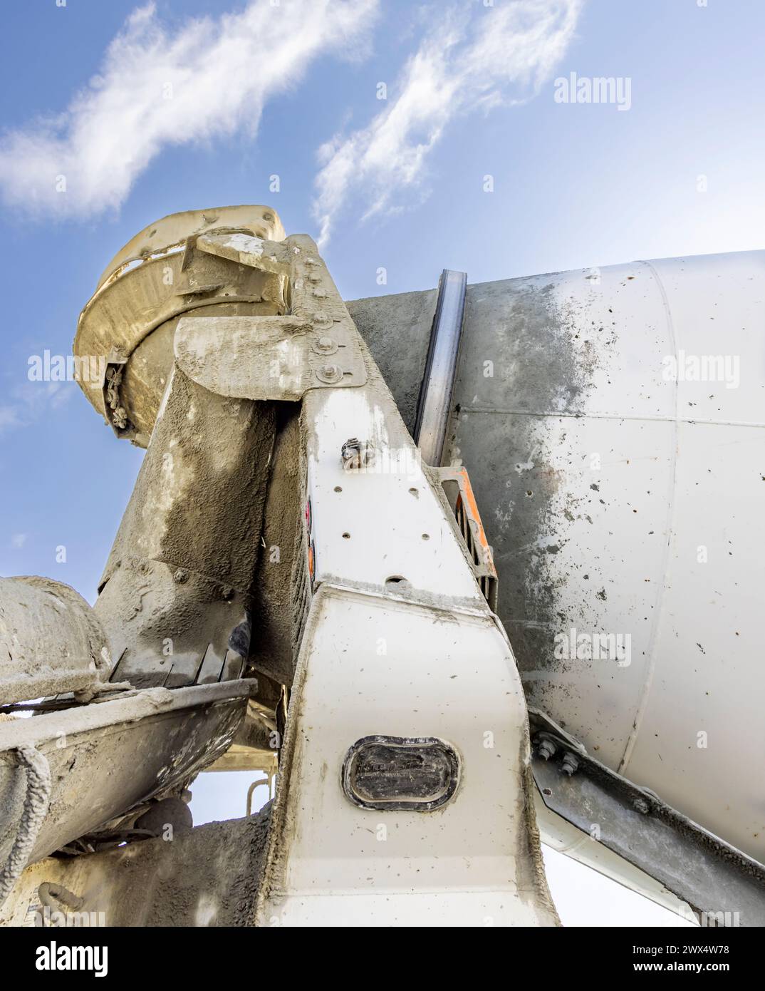 Detailbild eines Betonmischwagens Stockfoto