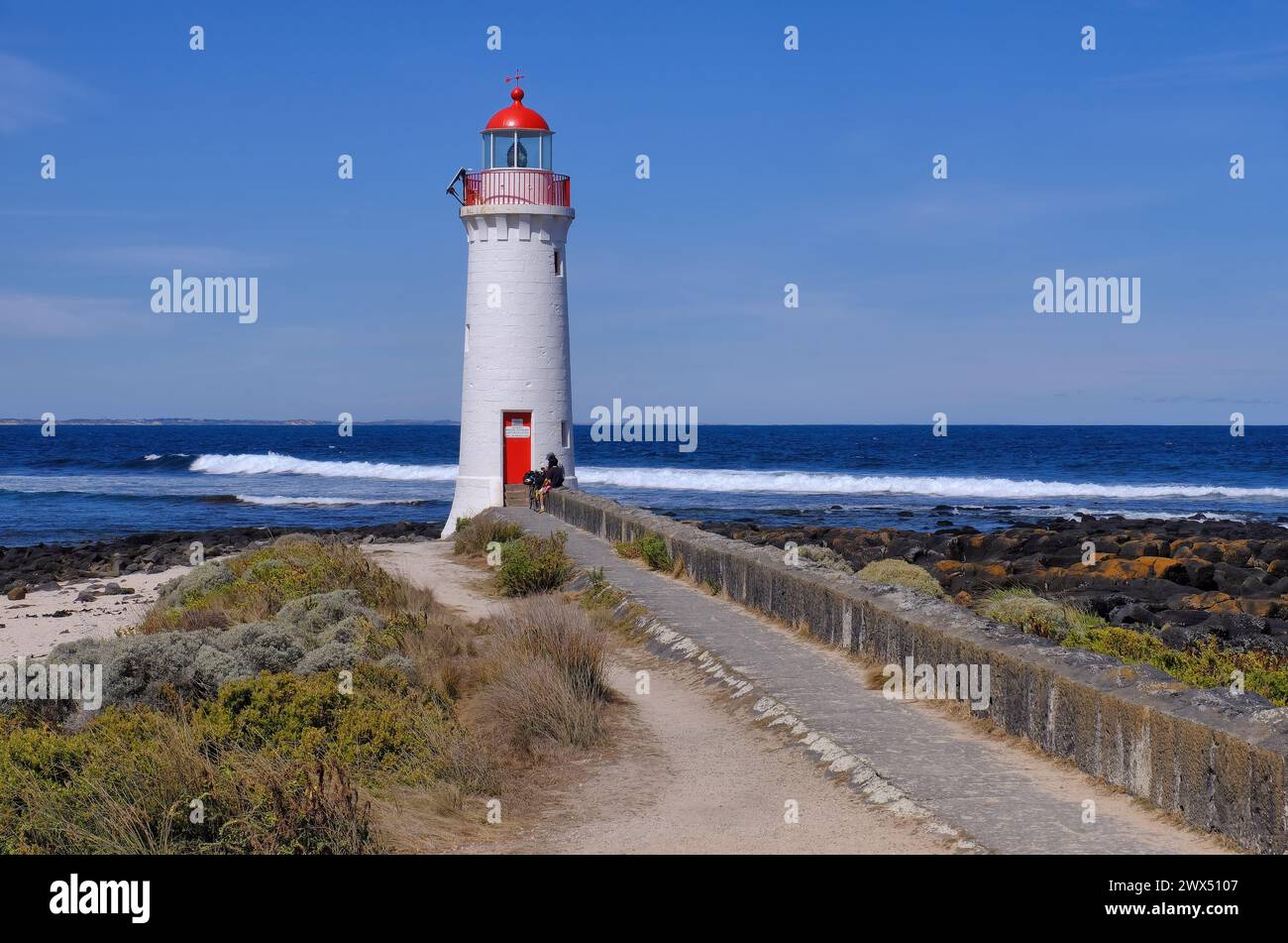 Port Fairy: Port Fairy Leuchtturm auf Griffiths Island Stockfoto