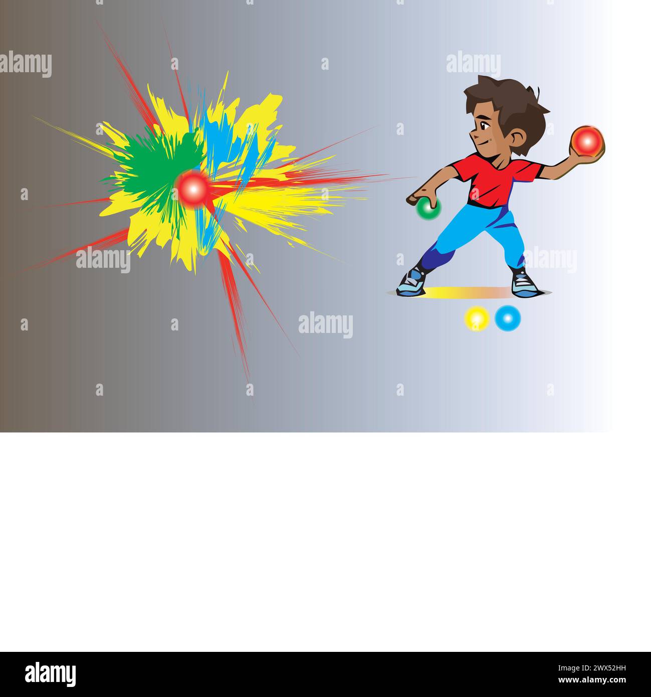 Niedlicher Fußballspieler, kleiner Fußballspieler, der eine Sportspielikone spielt. Lustige Schulkinder-Sportler-Cartoon-Charakterlauf, Kickball. Vektor Stock Vektor
