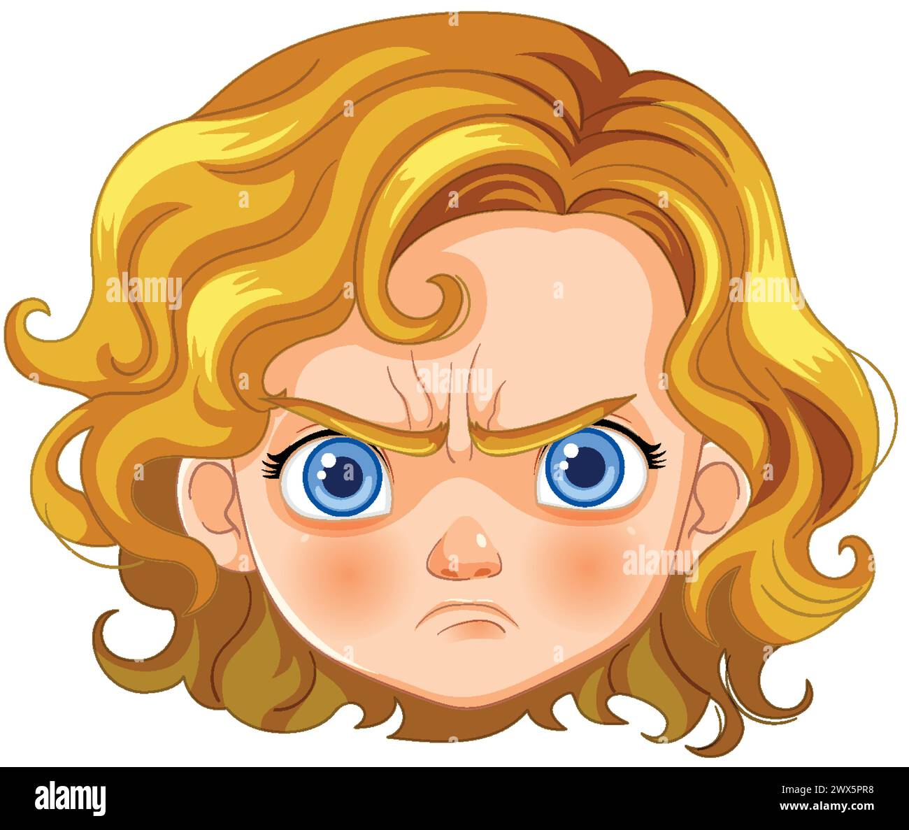 Cartoon eines jungen Mädchens mit wütendem Ausdruck Stock Vektor