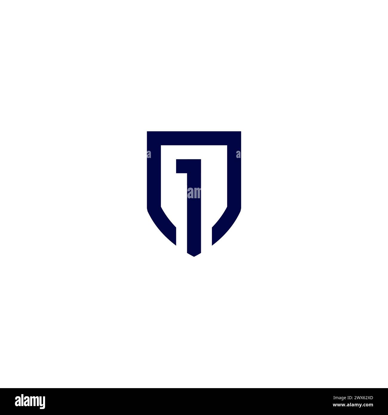 One Shield Logo. Ein Symbolvektor. Logo Nummer Eins Stock Vektor