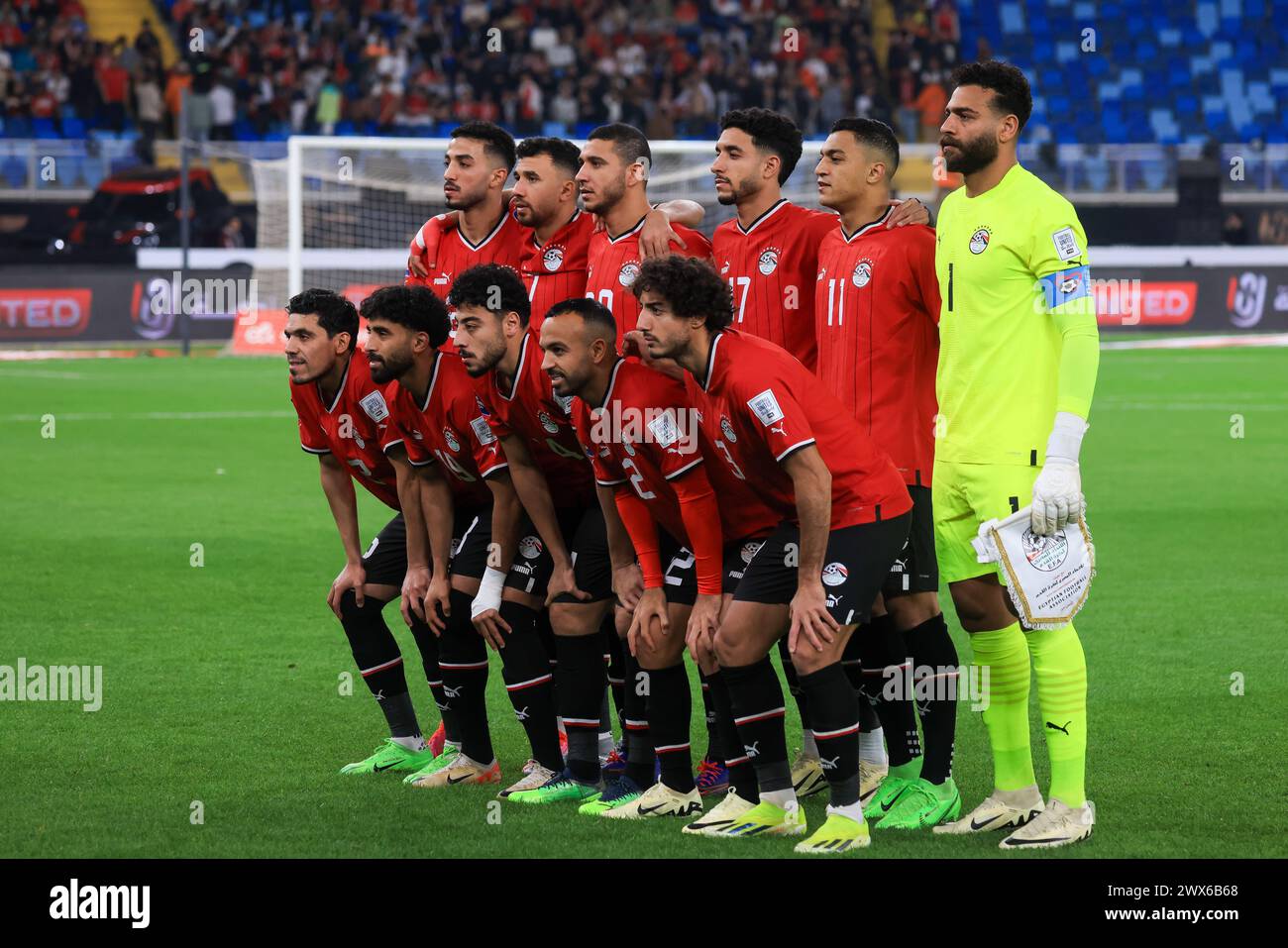 KAIRO, ÄGYPTEN - 26. MÄRZ: Foto des ägyptischen Teams beim Spiel der FIFA Series 2024 Ägypten zwischen Kroatien und Ägypten im New Administrative Capital Stadium auf M Stockfoto