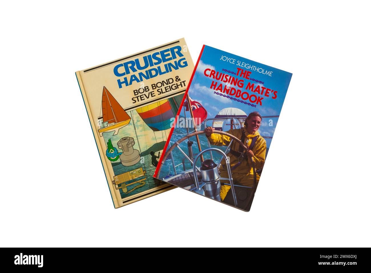 Books for Sailors - The Cruising Mate's Handbook and Cruiser Handling isoliert auf weißem Hintergrund Stockfoto