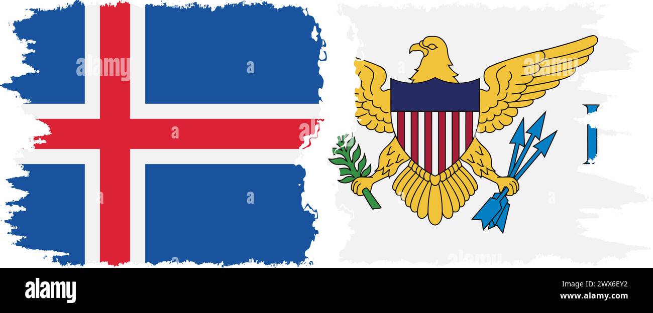 United States Virgin Islands und Island Grunge Flags Verbindung, Vektor Stock Vektor