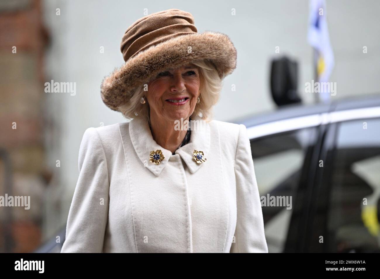 Königin Camilla besucht den königlichen Maundy-Service in der Kathedrale von Worcester. Bilddatum: Donnerstag, 28. März 2024. Stockfoto