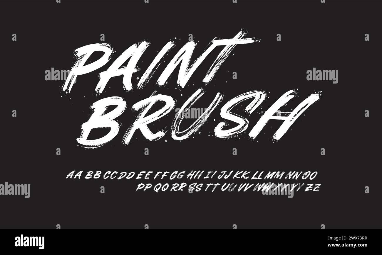Schriftart isoliert auf schwarzem Hintergrund. Textur-Alphabet im Street Art- und Graffiti-Stil. Grunge- und Schmutzeffekt. Vektorpinsel Buchstaben. Stock Vektor