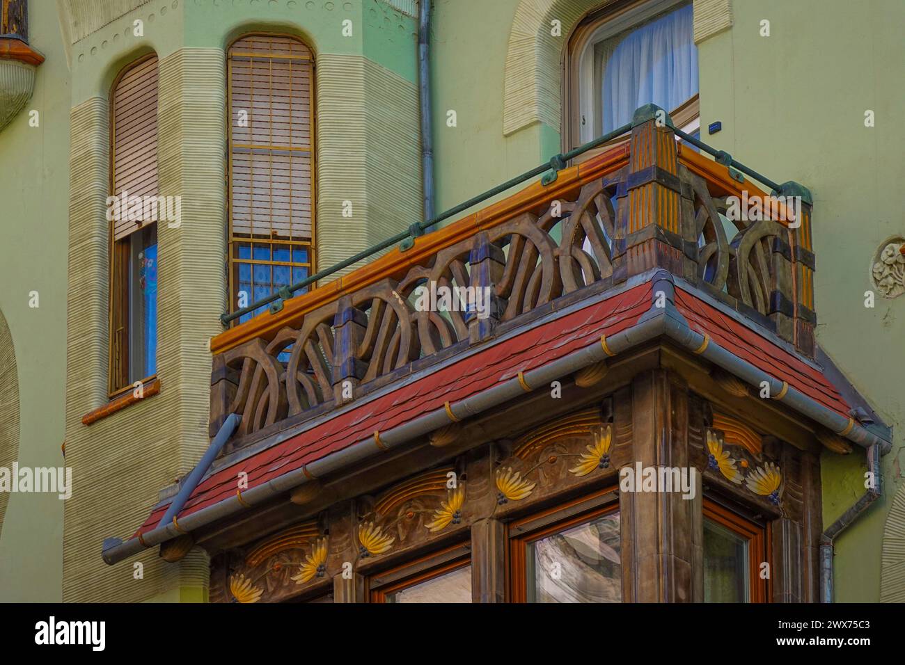 Ungarn, Budapest, Bedo House im Budapester Stadtteil Lipotvaros ist ein hervorragendes Beispiel für ungarische Jugendstilarchitektur, erbaut von Emil Vidor in Stockfoto