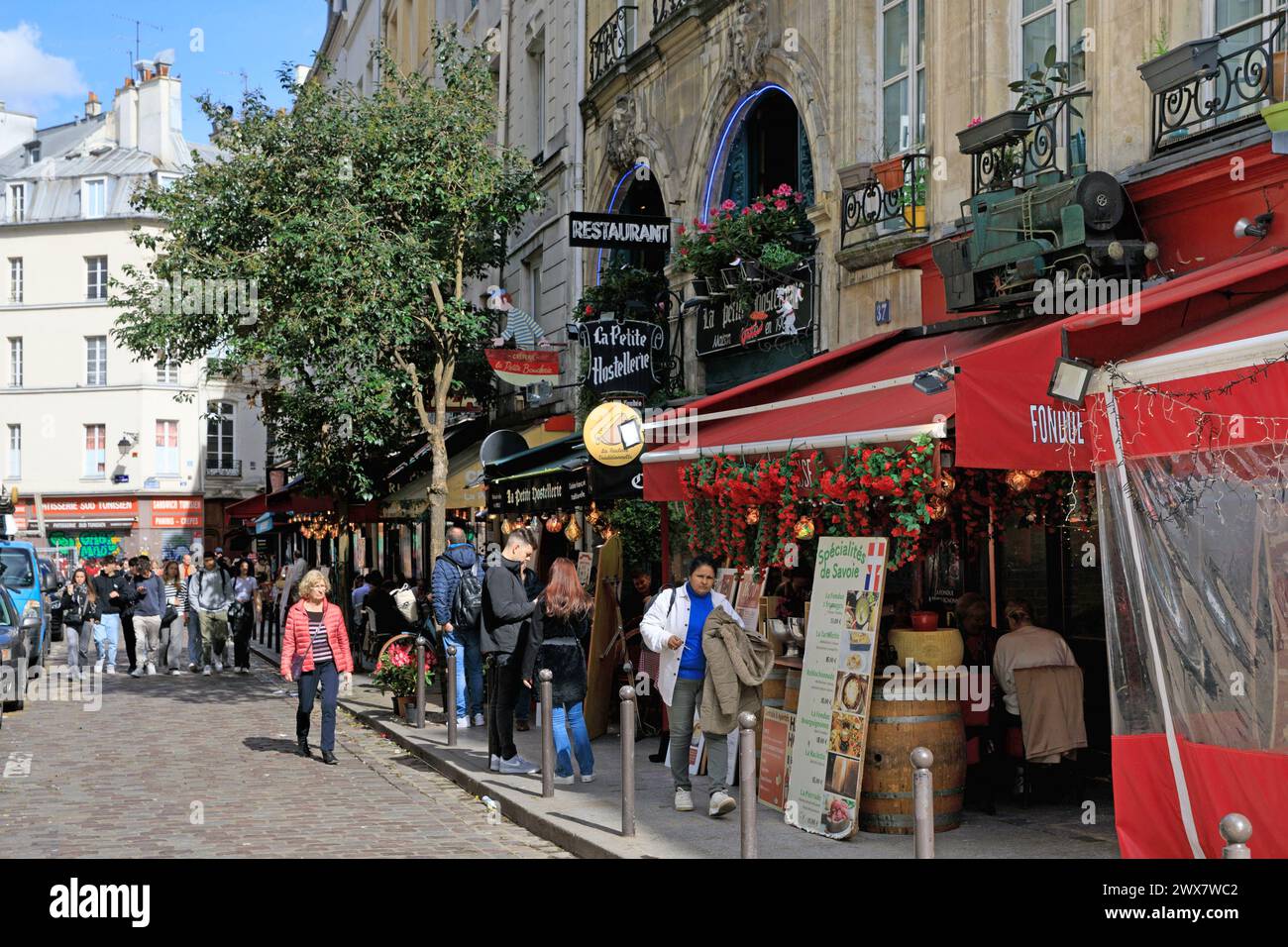 Frankreich, Region Ile-de-France, Paris Rive Gauche, 5. Arrondissement, Rue de la Harpe, Touristenrestaurants, 19. März 2024 Stockfoto