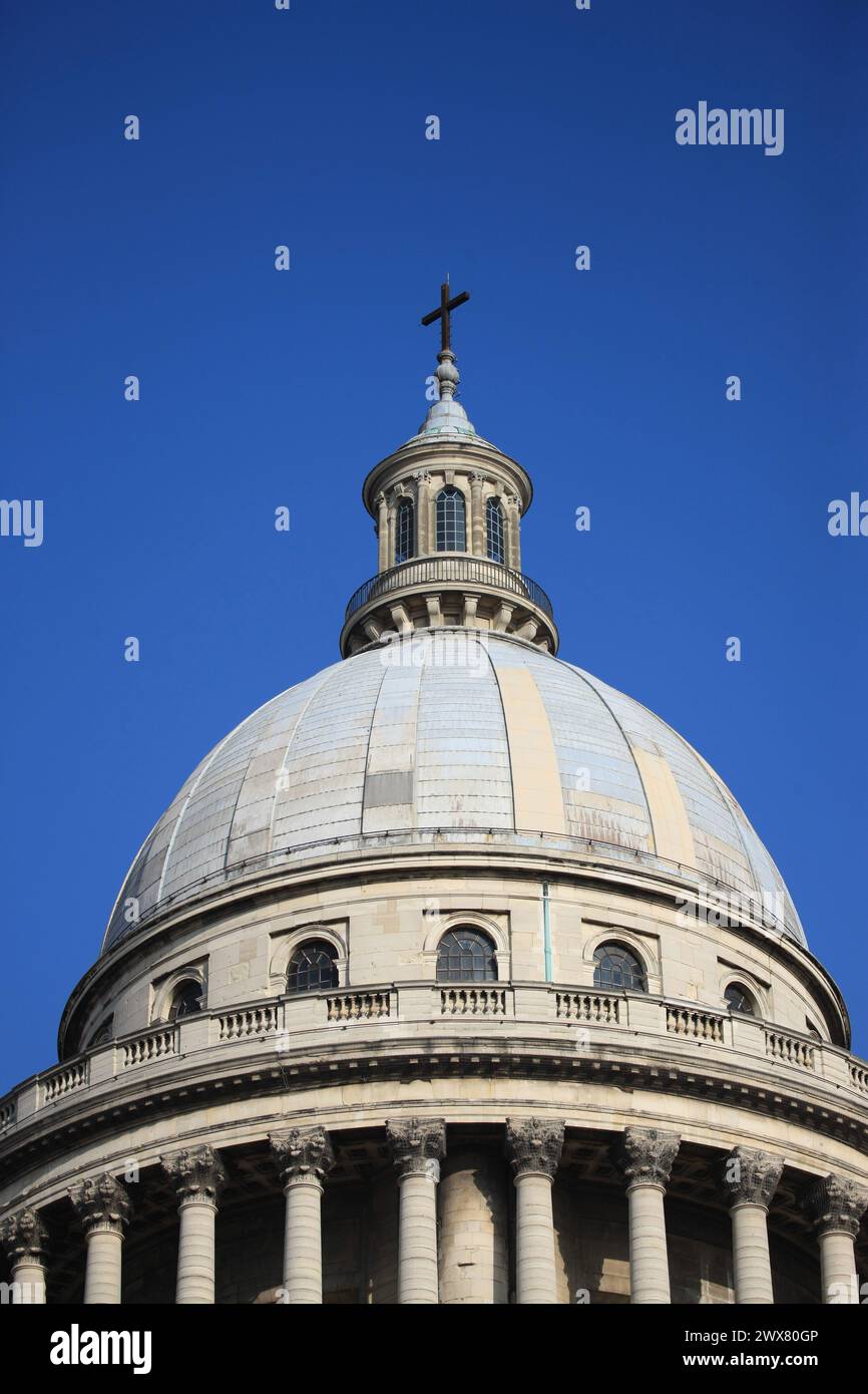 frankreich, Region Ile de france, paris 5e Arrondissement, Place du pantheon, pantheon, Dome, aux grands hommes la patrie reconnaissante, fronton, Colonnes, Stockfoto