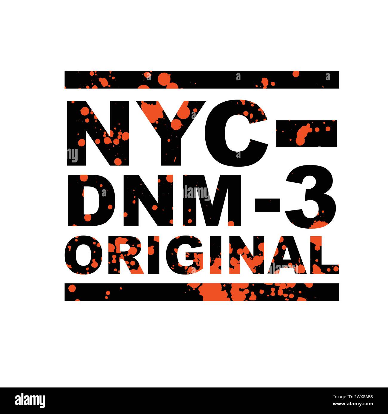 NYC DNM Original Splatter Typografie Varsity College Grafik Design Vektor für T-Shirt Druck Stock Vektor