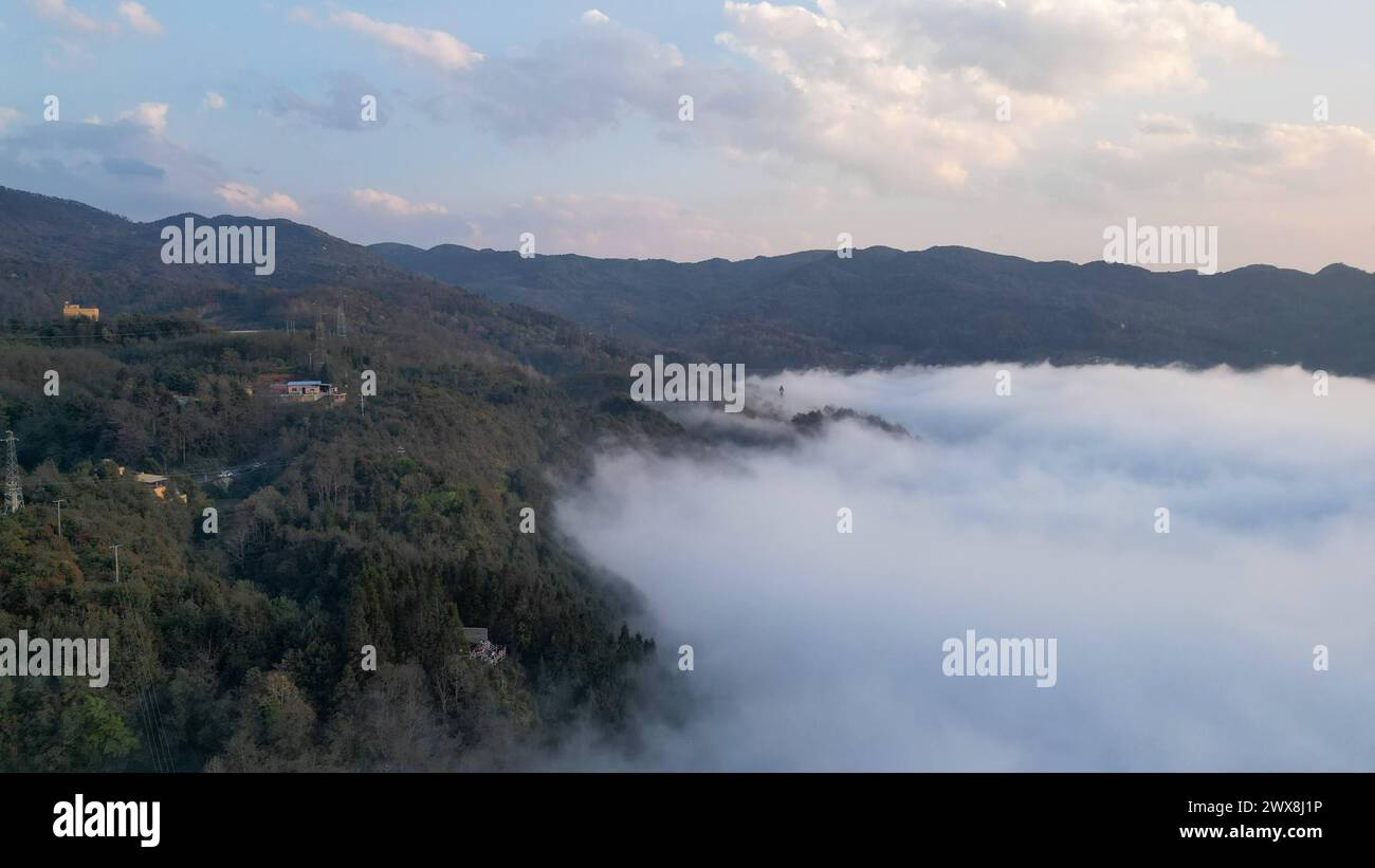 Eine Bergstadt aus der Vogelperspektive: Yuanyang, Bada, China Stockfoto