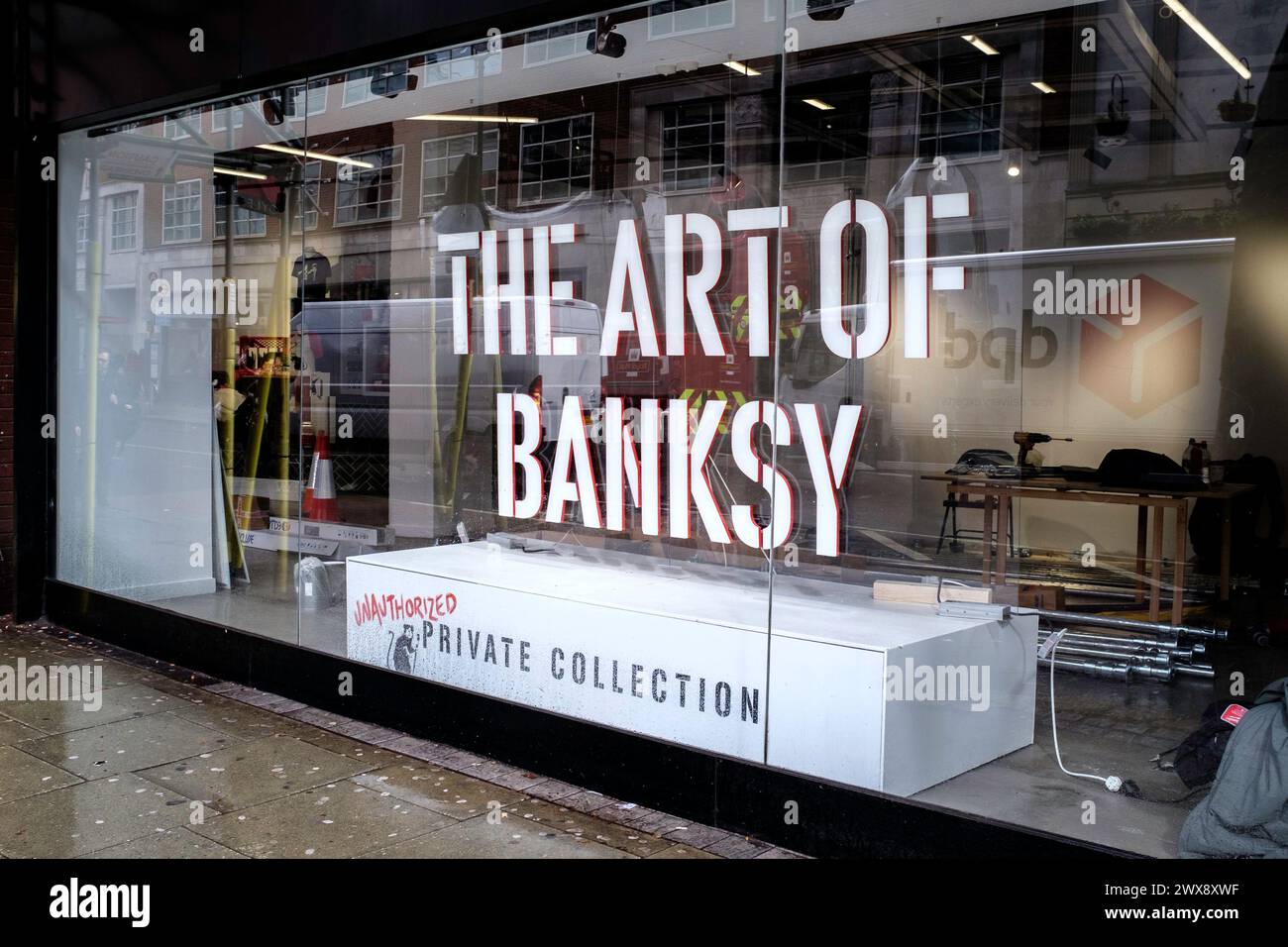 The Art of Banksy, Unbefugte Private Collection soll am 11. April 2024 an einem neuen Londoner Standort in der Charing Cross Road eröffnet werden Stockfoto