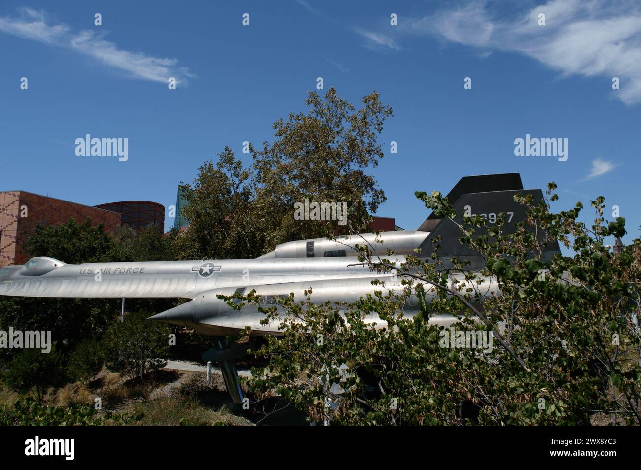 Seitenansicht eines CIA A-12 Blackbird Spionageflugzeugs im California Science Center. Quelle: Erik Morgan Stockfoto