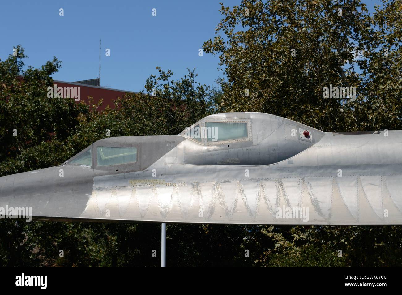Cockpit-Außenansicht eines CIA A-12 Blackbird Spionageflugzeugs im California Science Center. Quelle: Erik Morgan Stockfoto