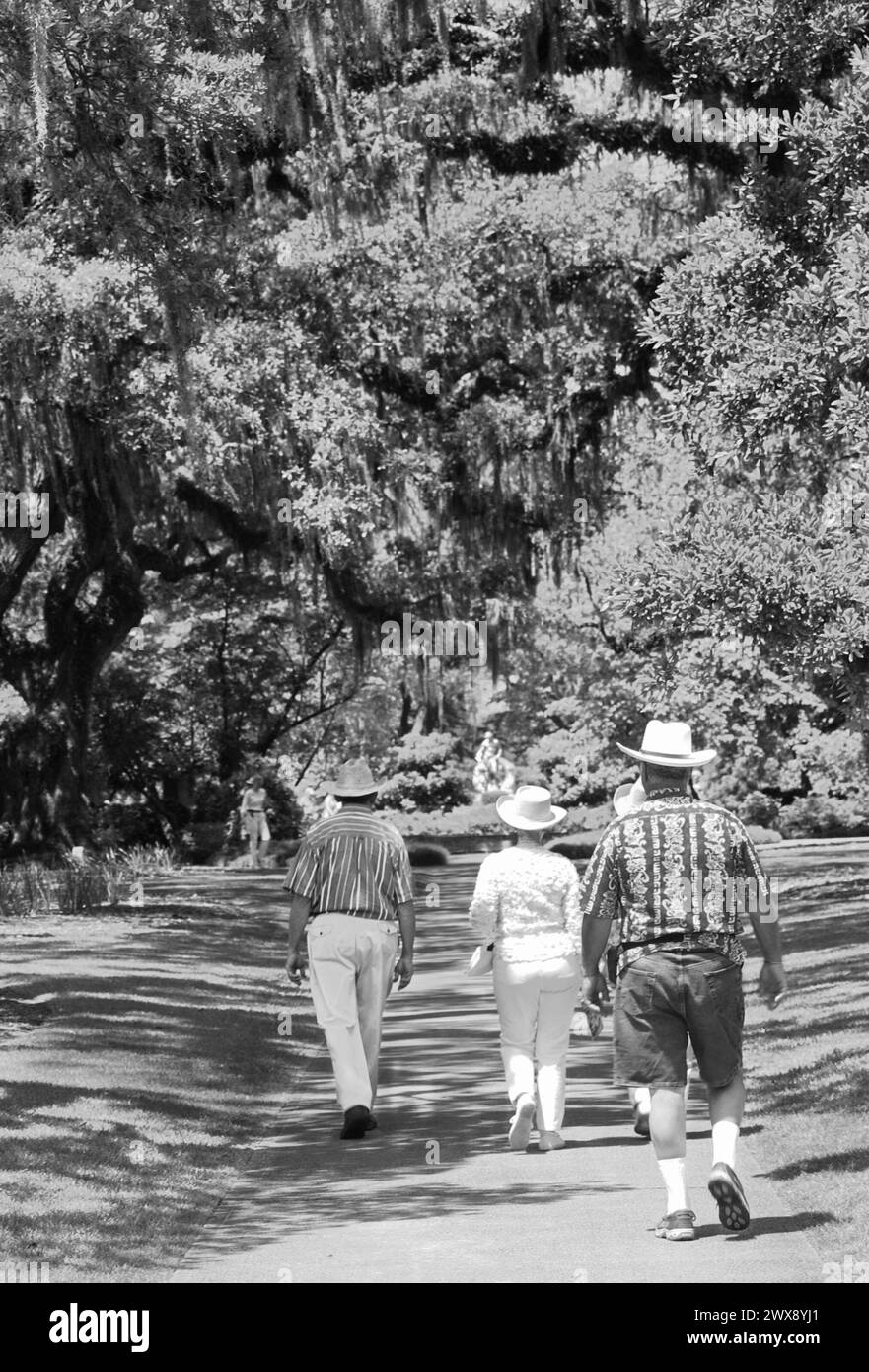 Touristen schlendern in den Brookgreen Gardens, South Carolina USA Stockfoto