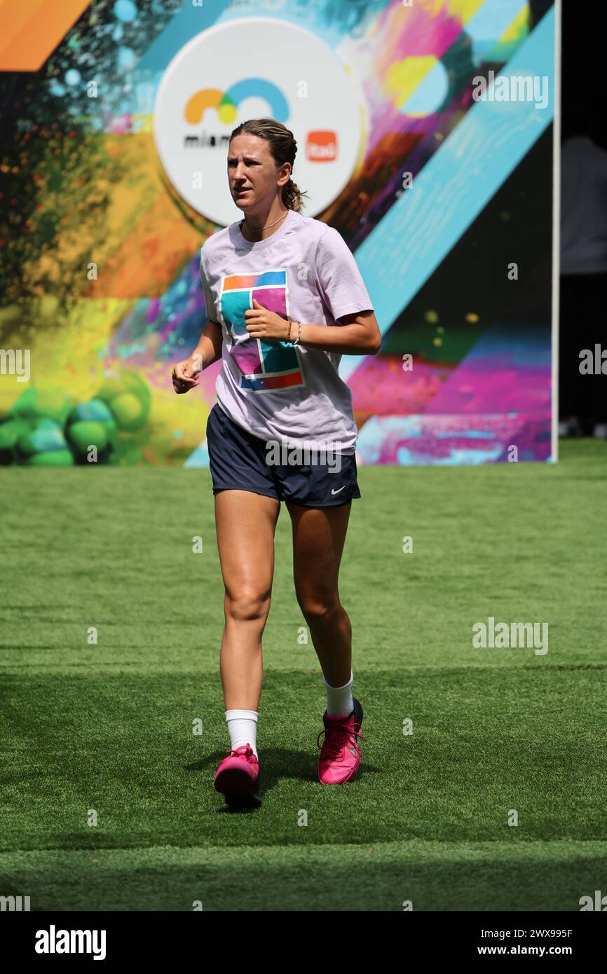 MIAMI GARDENS, FLORIDA - 28. MÄRZ: Victoria Azarenka am 13. Tag der Miami Open im Hard Rock Stadium am 28. März 2024 in Miami Gardens, Florida. Leute: Victoria Azarenka Credit: Storms Media Group/Alamy Live News Stockfoto