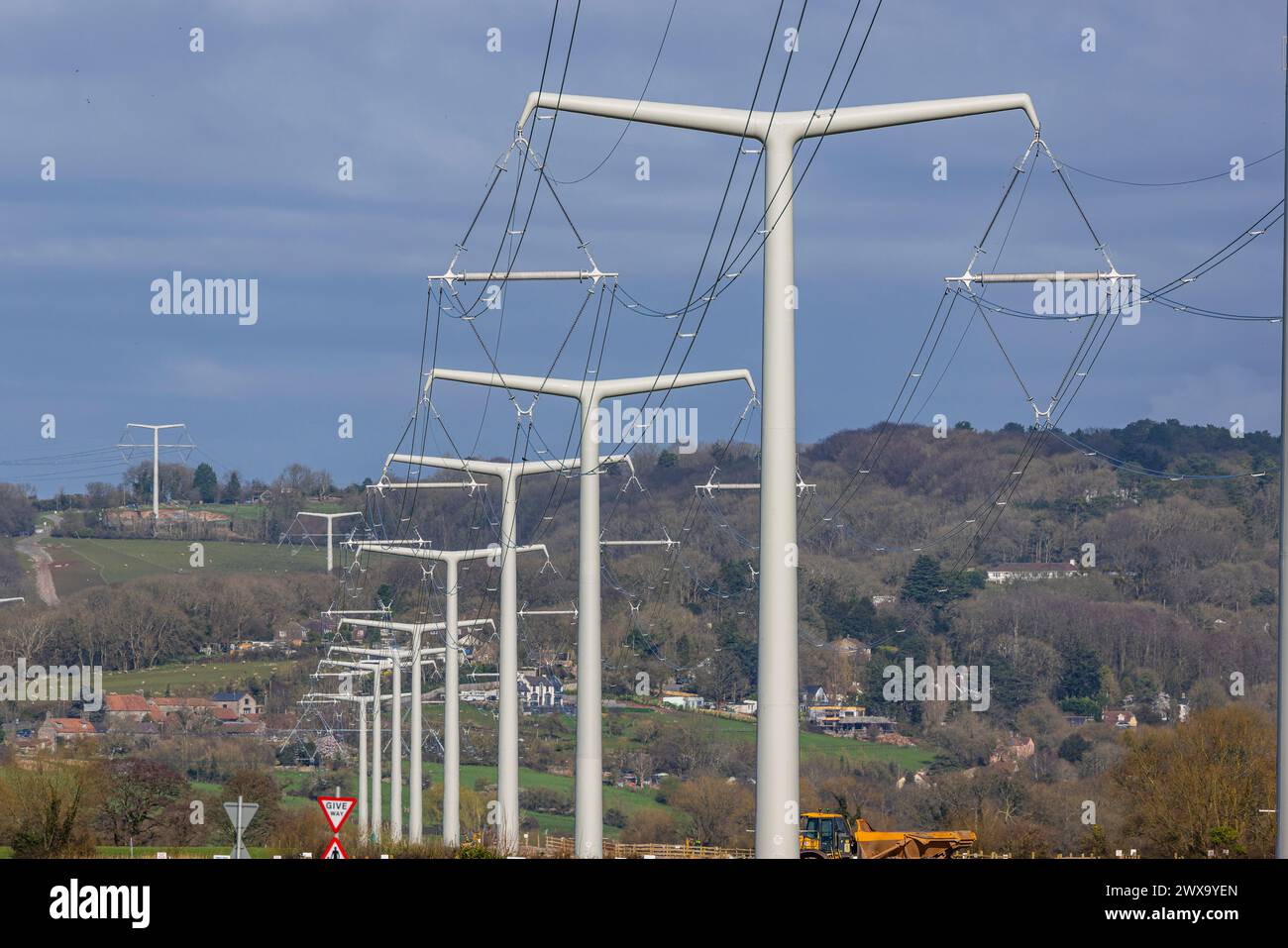 Die neue Konstruktion der Übertragungstürme. Stockfoto