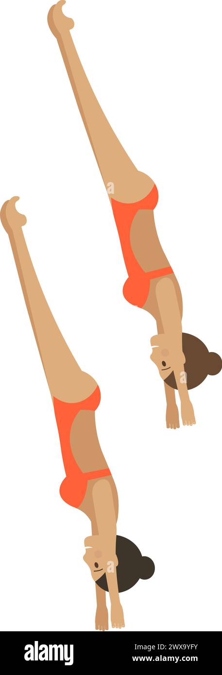 Sportliche Frau, die vom Board in Pool-Vektor-Symbol auf weiß springt Stock Vektor