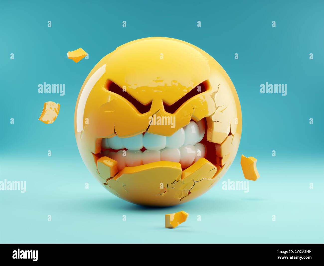 Smilie Gesicht gebrochen verletzt Emoji 3D machen glücklich Stockfoto