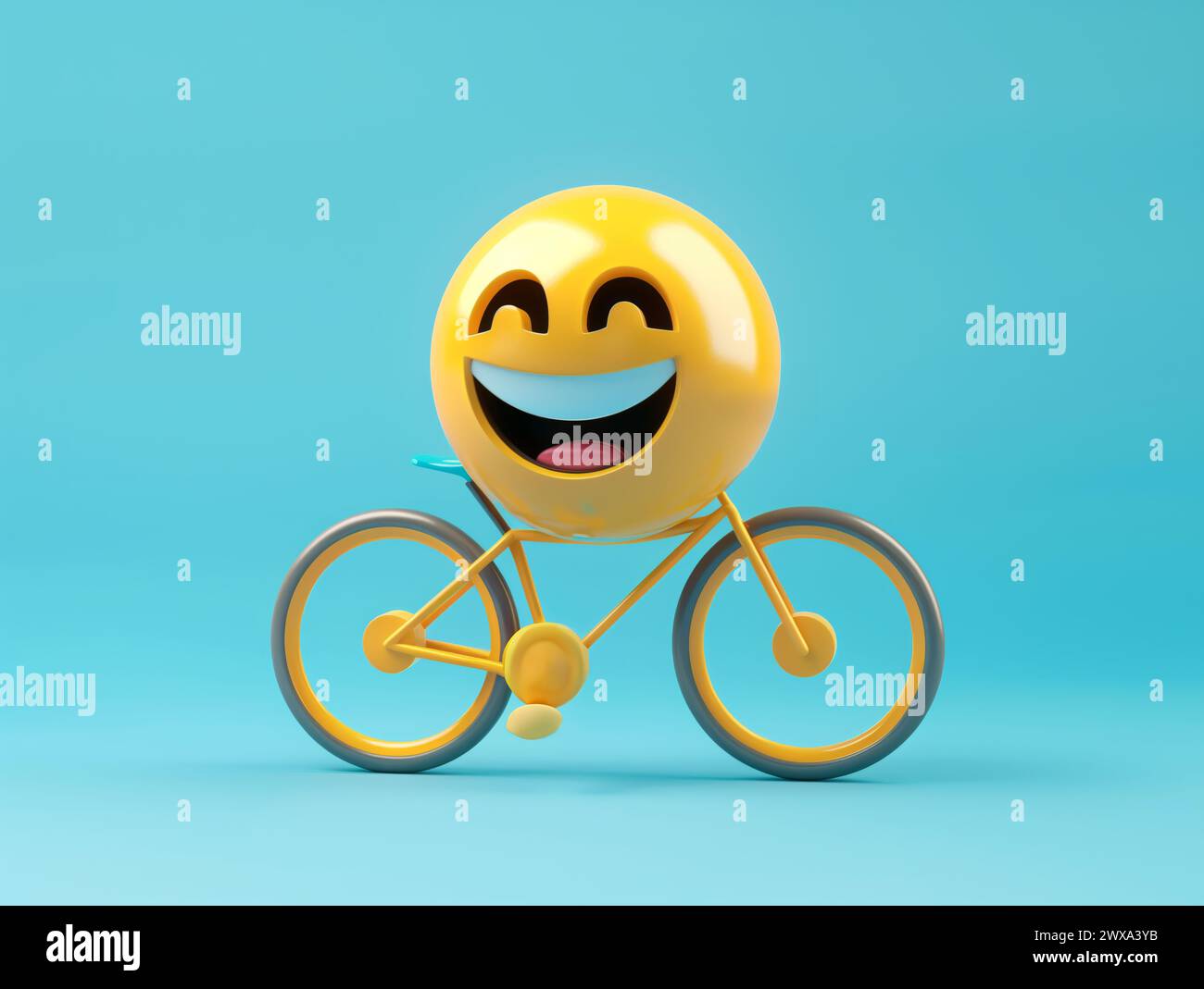 Smilie Face Fahrrad Emoji 3D machen glücklich Stockfoto