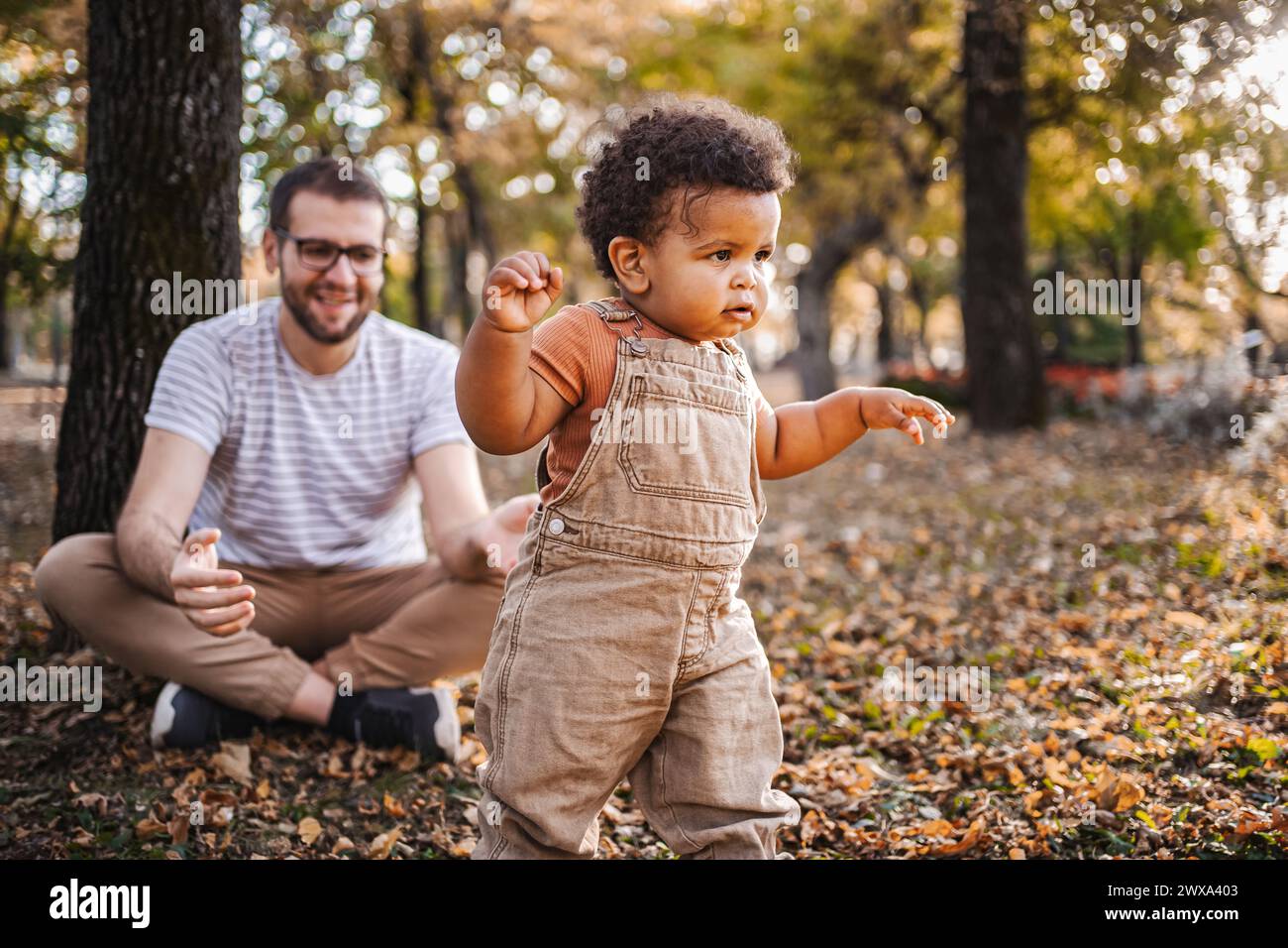 Erste Schritte in Herbstpracht Stockfoto