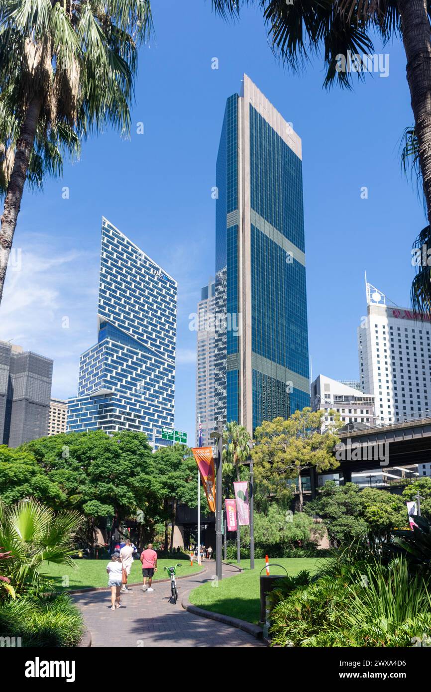 Hochhäuser aus First Fleet Park, The Rocks, Circular Quay West, Sydney, New South Wales, Australien Stockfoto Hochhäuser aus First Fleet Park, The Rocks, Circular Quay West, Sydney, New South Wales, Australien Stockfoto