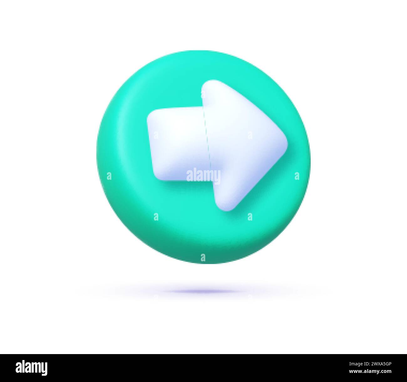 Pfeil 3d auf weißem Hintergrund. Symbol für runde Schaltfläche. Vektor-3D-Illustration Stock Vektor