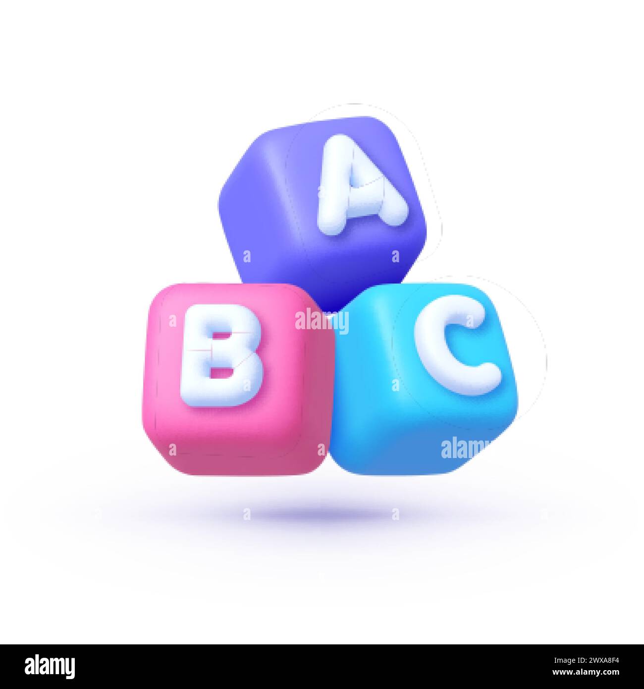 3D-abc-Block für Spieldesign. Puzzle verbinden. Symbol für geschäftliche Teamarbeit und Babykindintelligenz-Entwicklungskonzept, Kooperation Stock Vektor