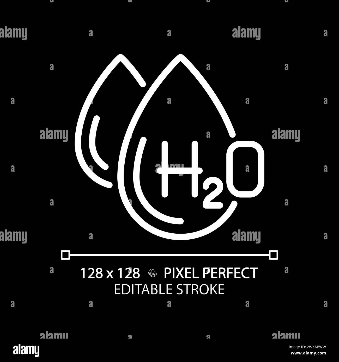 Weißes lineares H2O-Symbol für dunkles Design Stock Vektor