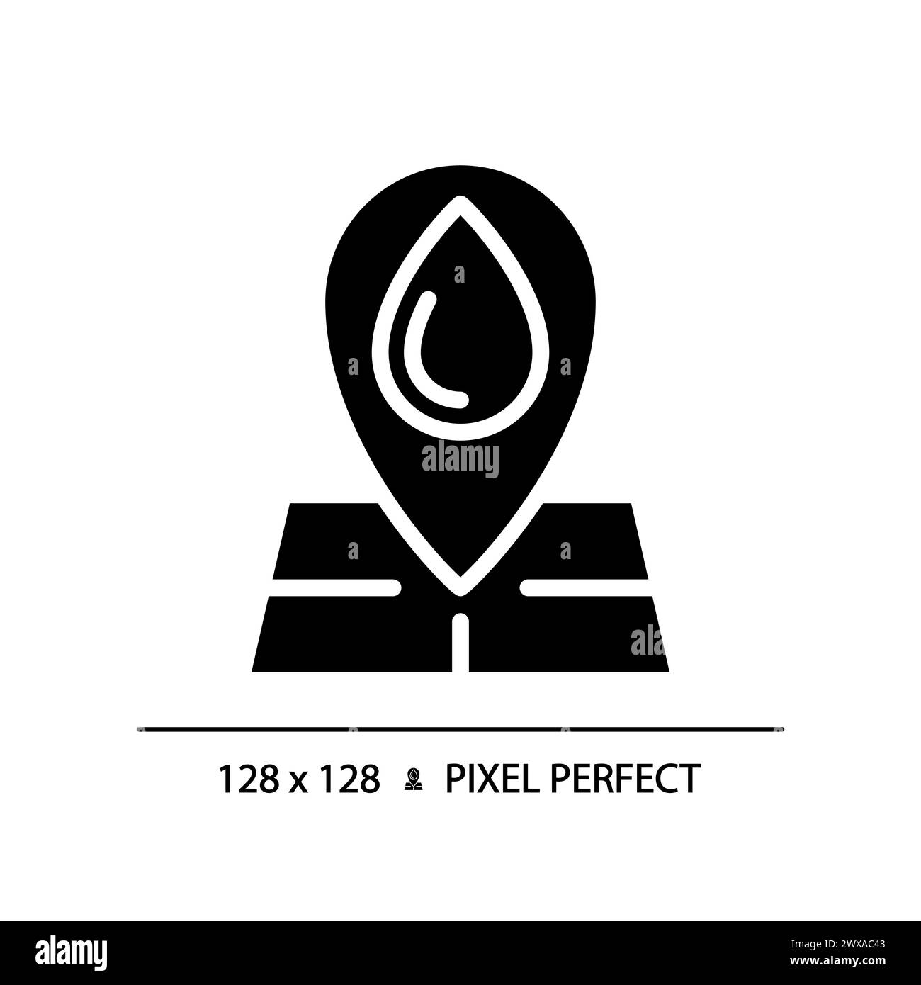 Symbol für die schwarze Glyphe der hydrologischen Karte Stock Vektor
