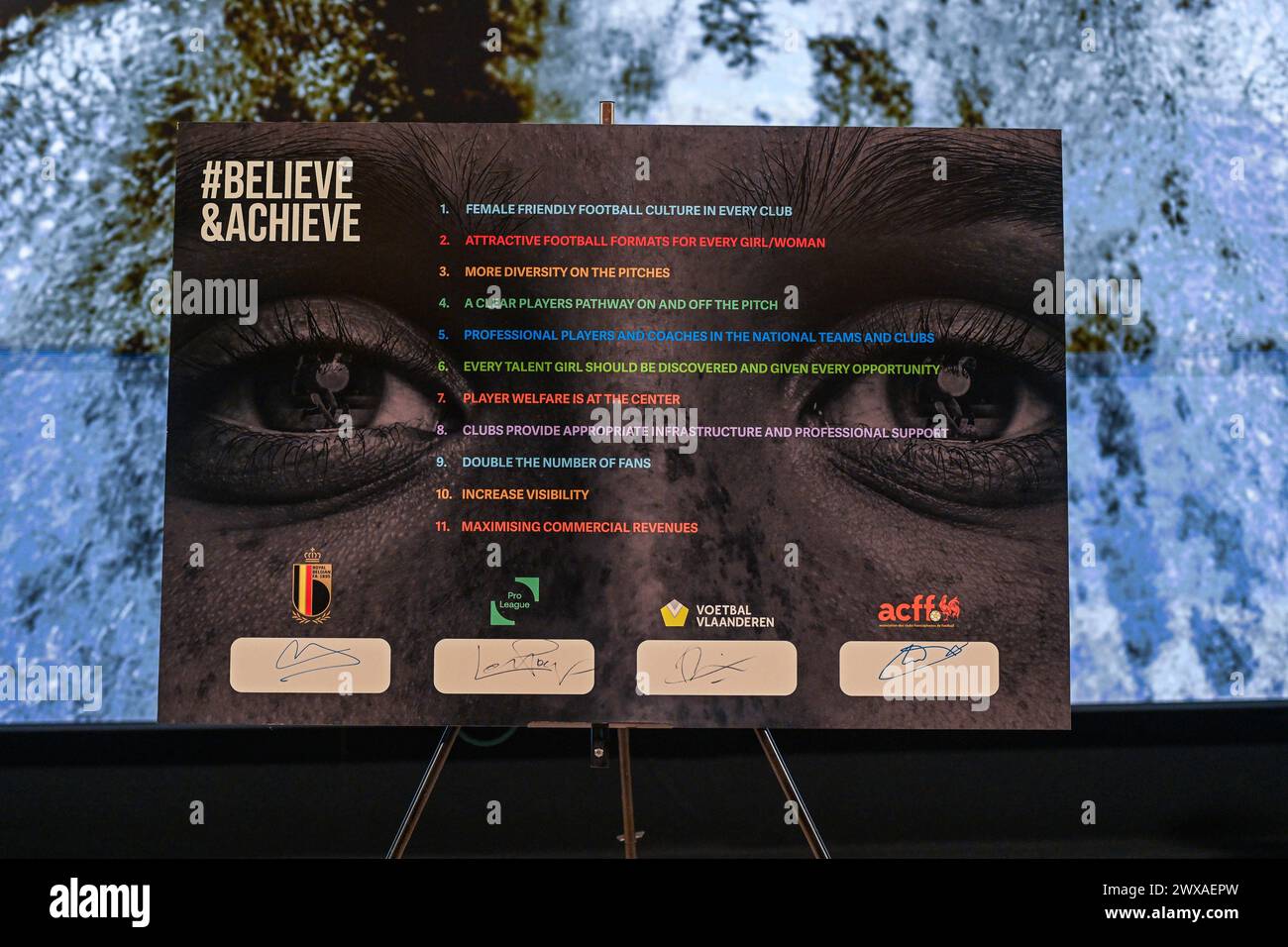 Tubeke, Belgien. März 2024. Nieuwe Strategie vrouwenvoetbal, am Freitag, den 29. März 2024 in Tubeke, Belgien. Quelle: Sportpix/Alamy Live News Stockfoto