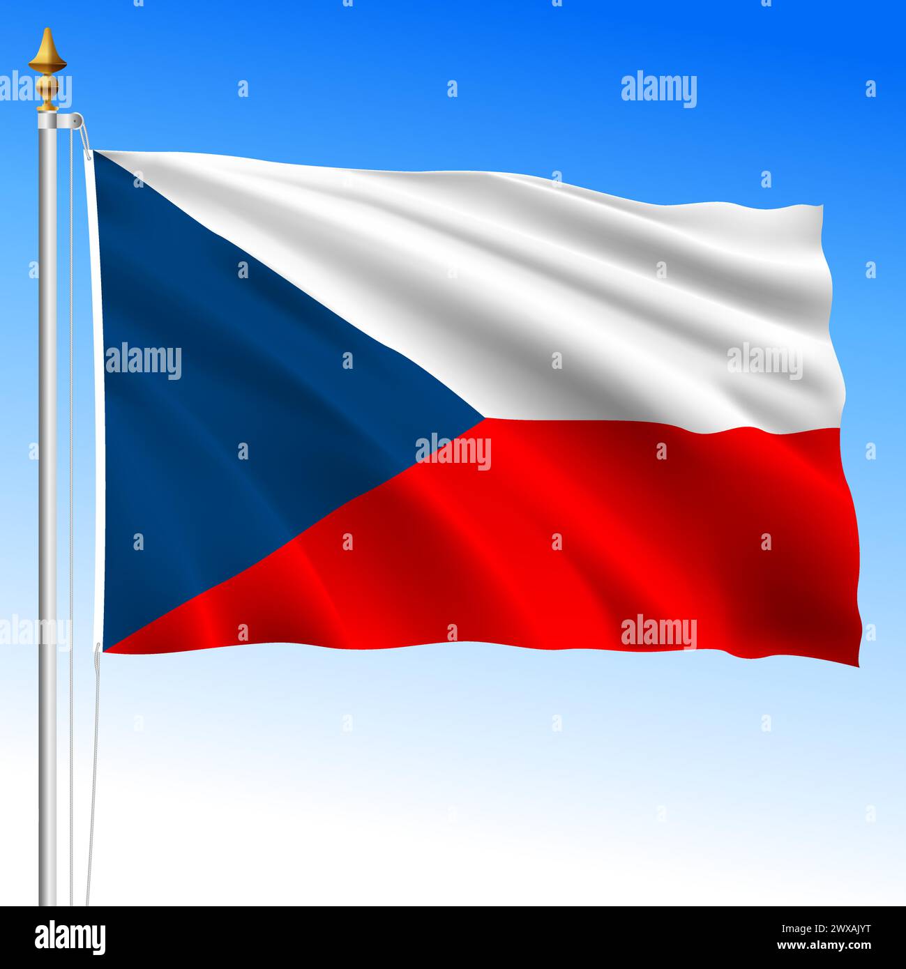 Tschechische Republik offizielle nationale schwenkende Flagge, Europäische Union, Vektorillustration Stock Vektor