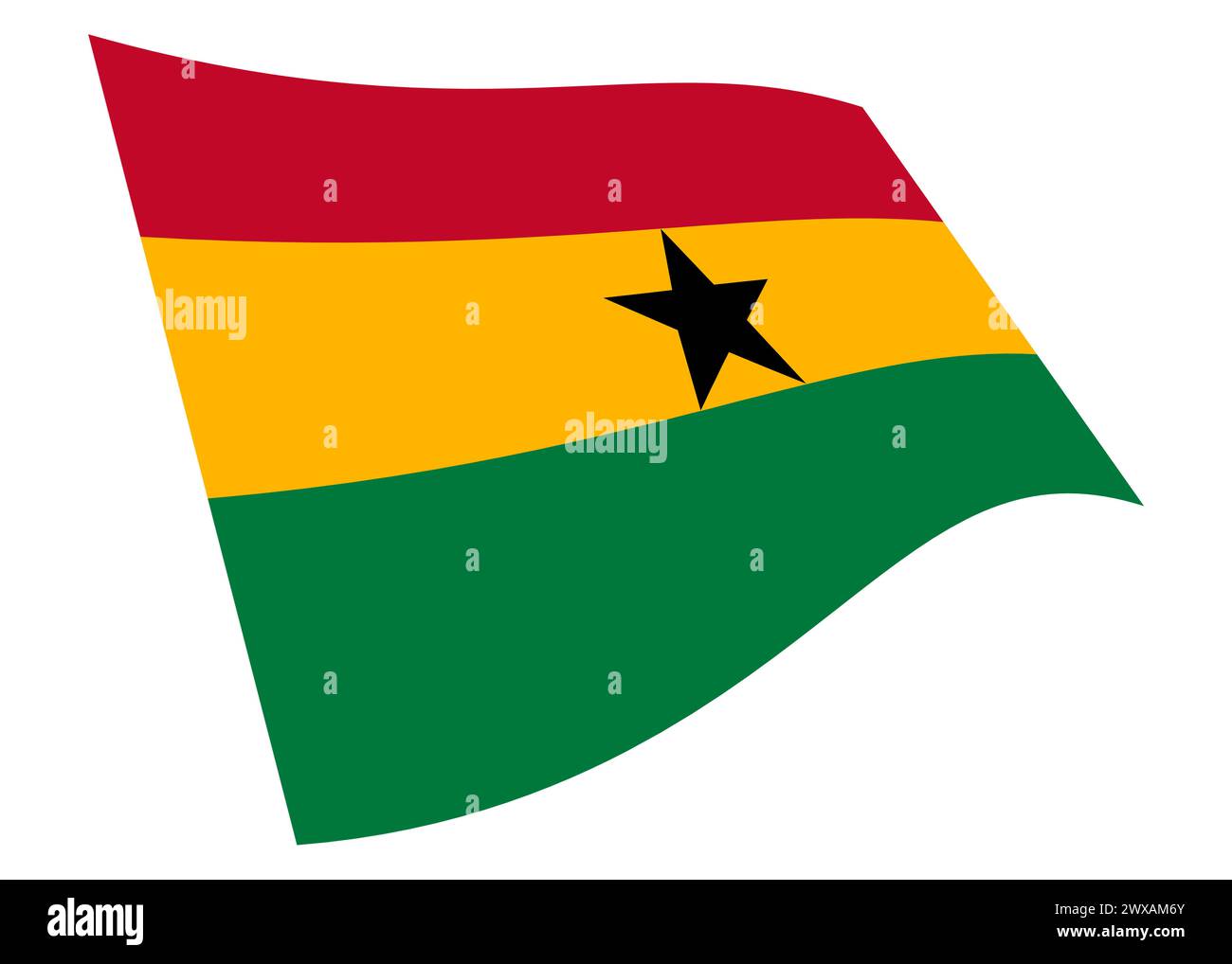 Grafik mit schwenkender Flagge aus Ghana mit Beschneidungspfad Stockfoto