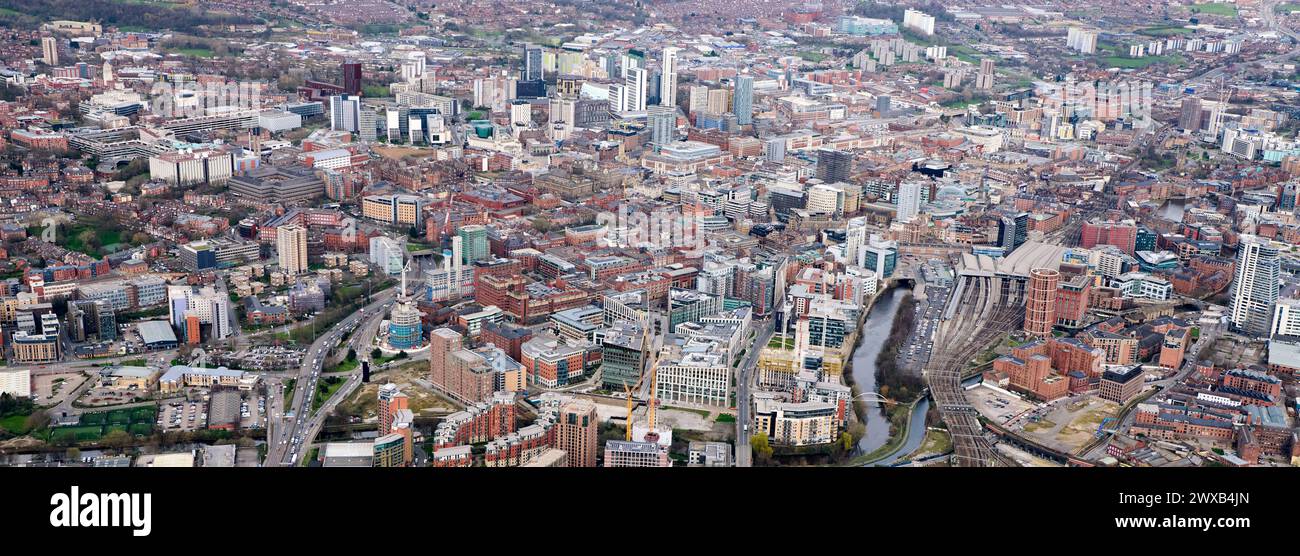 Panoramablick auf das Stadtzentrum von Manchester, Nordwesten Englands, Großbritannien Stockfoto